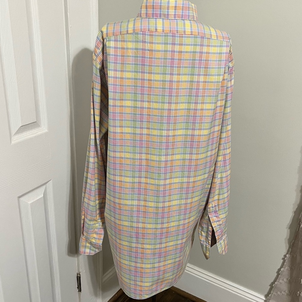 Tom James Plaid Pastels Custom Tailored Collared … - image 5